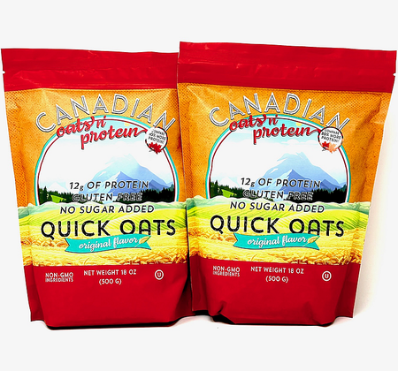 Canadian Oats n' Protein Quick Oats Bag  Original - 2 x 10 Serving Bags  TWINPACK