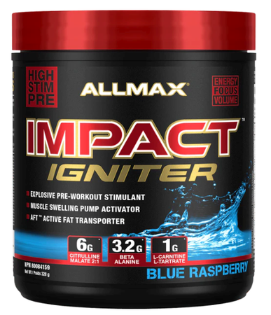 AllMax Nutrition Impact Igniter Blue Raspberry - 20-40 Servings *Best by date 6/23