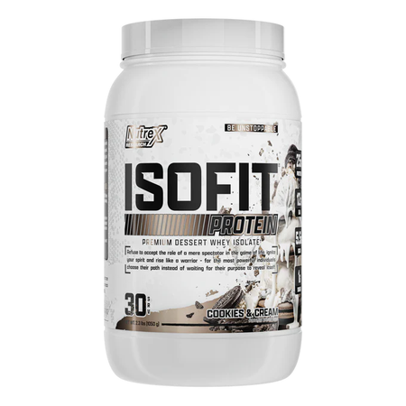 Nutrex 100% Whey Protein Isolate ISOFIT  Cookies & Cream - 2.3 Lb (30 Servings)