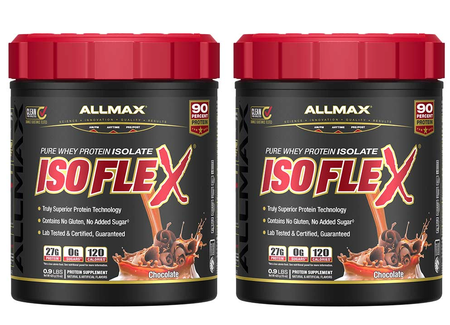 -AllMax Nutrition IsoFlex Whey Protein Isolate Chocolate - 28 Servings (2 x 14 Serv Btls) TWINPACK