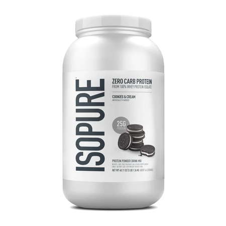 Isopure Zero Carb 100% Isolate Whey Protein  Cookies & Cream - 3 Lb