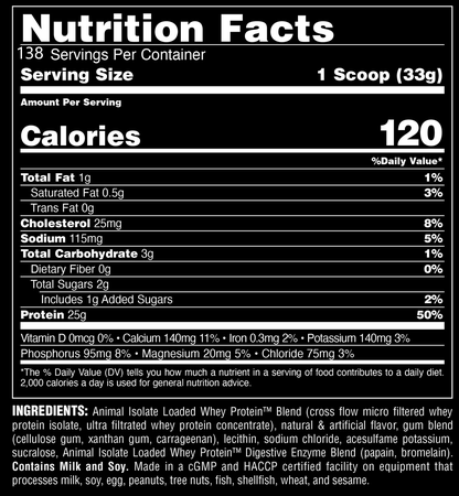 Animal Isolate Loaded Whey Protein  Vanilla - 10 Lb