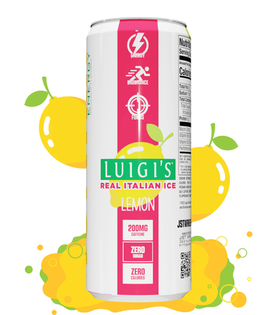 JST WRK Energy Drink  Luigi's Real Italian Ice Lemon - 12 x 12 oz Cans