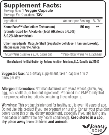 SNS Serious Nutrition Solutions KannaEase - 240 Capsules (2 x 120 Capsule Bottles)  TWINPACK
