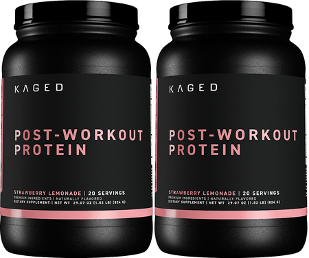 Kaged Post-Workout Whey Isolate Protein  Strawberry Lemonade - 40 Servings (2 x 20 Serv. Btls) (Whey Isolate, Creatine & Glutamine) TWINPACK