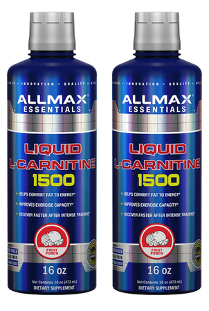 -AllMax Nutrition L-Carnitine Liquid 1500  Fruit Punch - 2 x 16 Oz Btls  TWINPACK