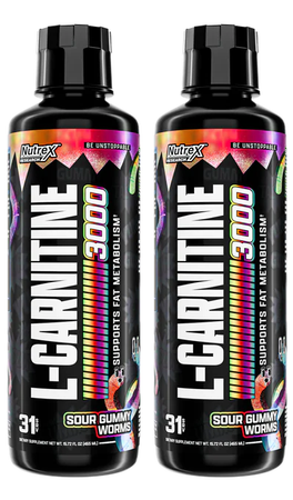 Nutrex Carnitine 3000 Liquid  Sour Gummy Worms - 2 x 31 Servings TWINPACK