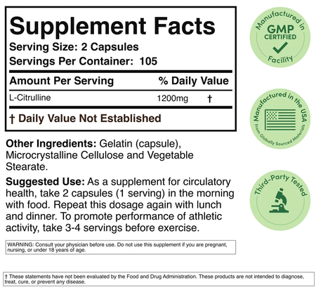 Double Wood Supplements L-Citrulline  - 210 Capsules