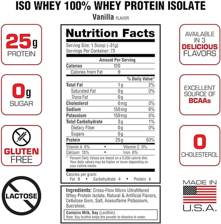 Labrada 100% ISO Whey Isolate Protein  Vanilla - 5 Lb