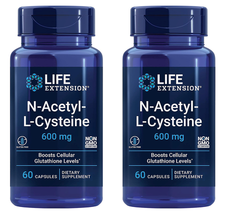 Life Extension NAC N-Acetyl-L-Cysteine  600 Mg - 120 Cap (2 x 60 Cap Btls)  TWINPACK