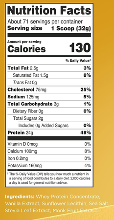Levels Grass Fed Whey Protein  Vanilla Bean - 5 Lb (71 Servings)