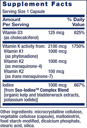 Life Extension Vitamins D and K with Sea-Iodine  - 60 Capsules