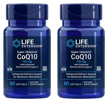 Life Extension Super Ubiquinol CoQ10 100 Mg - 120 Softgels (2 x 60 Softgel Btls)  TWINPACK