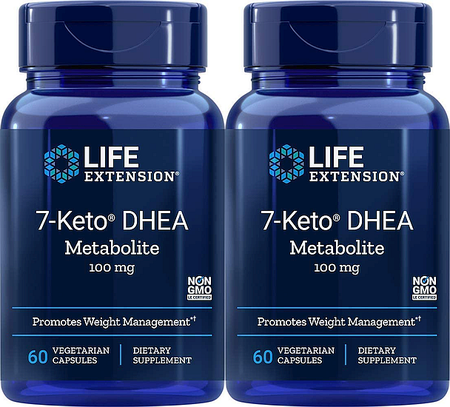 Life Extension 7-Keto DHEA Metabolite, 100 mg - 2 x 60 Capsule Bottles TWINPACK
