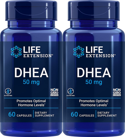 Life Extension DHEA 50 Mg - 2 x 60 Capsule Bottles TWINPACK
