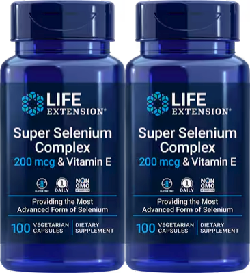Life Extension Super Selenium Complex 200mcg w/Vitamin E - 2 x 100 Capsule Bottles TWINPACK
