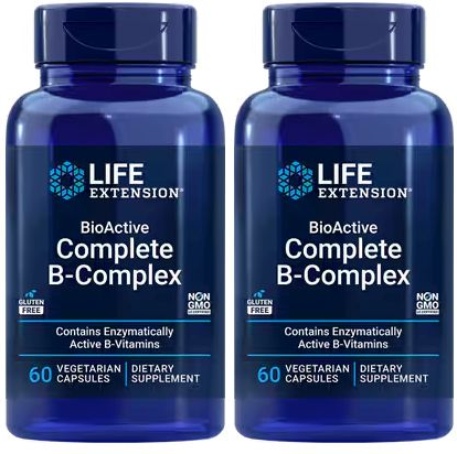 Life Extension BioActive Complete B-Complex - 2 x 60 Capsule Bottles TWINPACK