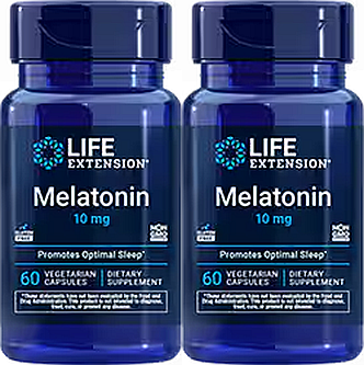 Life Extension Melatonin 10 Mg - 2 x 60 Capsule Bottles TWINPACK