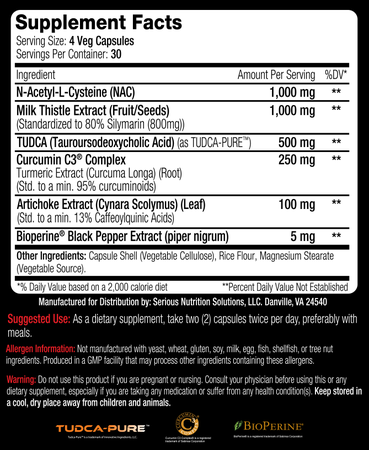 SNS Serious Nutrition Solutions Liver Assist XT ADVANCED - 240 Capsules (2 x 120 Capsule Bottles)  TWINPACK