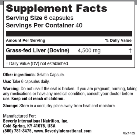 Beverly International Ultra 40 Liver Capsules   - 240 Capsules