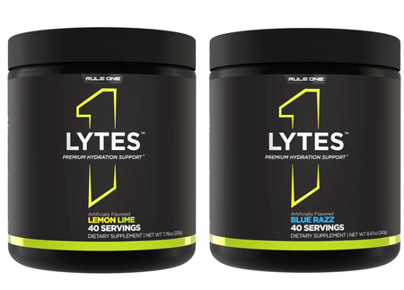 Rule 1 LYTES+ Premium Hydration Support  Lemon Lime + Blue Razz - 80 Servings (1 x 40 Serv. Btl of Each Flavor)  TWINPACK