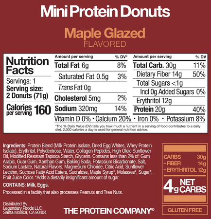 Legendary Foods Protein Donuts  Maple Glazed Protein Donuts  - 12 Pack