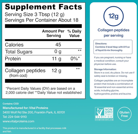 Vital Proteins Marine Collagen Peptides  Unflavored - 18 Servings