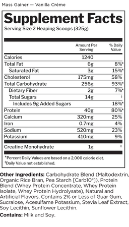 Rule 1 Mass Gainer Vanilla Creme - 5.73 Lb