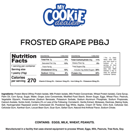 My Cookie Dealer Protein Pastry 20g Frosted Grape PB&J - 12 Pack