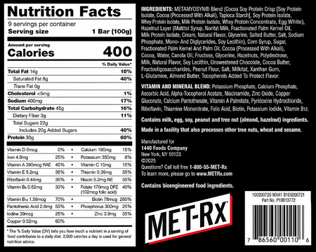 Met-Rx Big 100 Bar Chocolate Hazelnut - 9 Bars