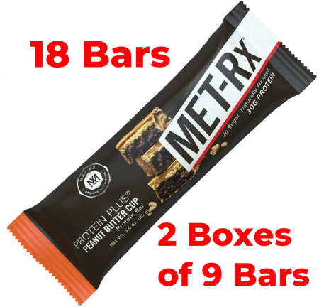 Met-Rx Protein Plus Bar Peanut Butter Cup - 18 Bars (2 x 9 Bars)  TWINPACK