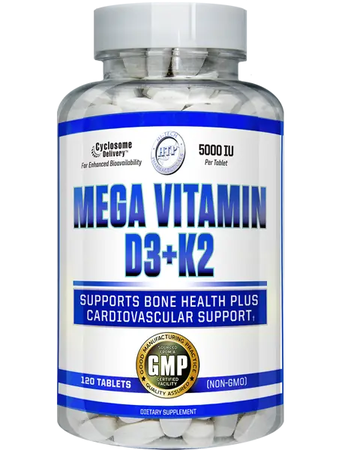 Hi Tech Pharmaceuticals Mega Vitamin D3 + K2  - 120 Tablets