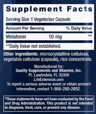 Life Extension Melatonin 10 Mg - 60 Capsules