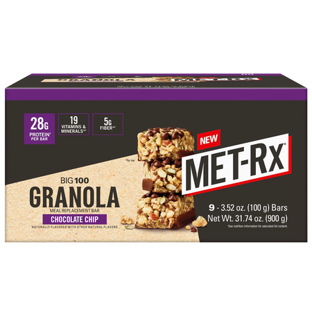 Met-Rx Big 100 Bar Chocolate Chip Granola - 9 Bars