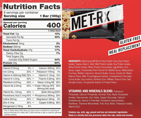 Met-Rx Big 100 Bar Chocolate Chip Cookie Dough - 9 Bars