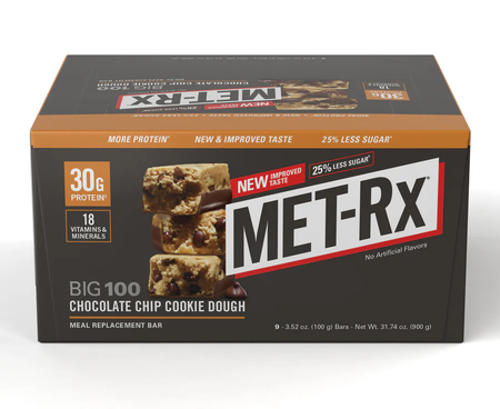 Met-Rx Big 100 Bar Chocolate Chip Cookie Dough - 9 Bars