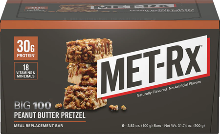 Met-Rx Big 100 Bar Peanut Butter Pretzel - 9 Bars