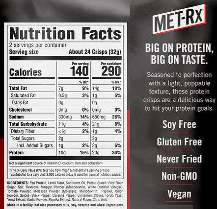 Met-Rx Popped Protein Crisps  Sweet Barbecue - 6 x 2.26 oz Bags