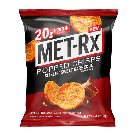 Met-Rx Popped Protein Crisps  Sweet Barbecue - 6 x 2.26 oz Bags