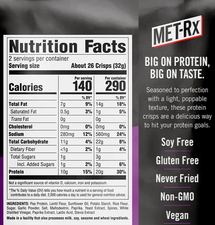Met-Rx Popped Protein Crisps  Sweet Chili - 6 x 2.26 oz Bags
