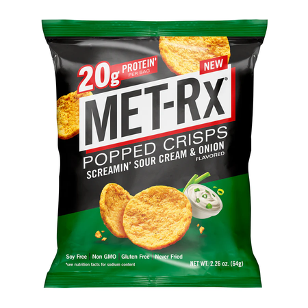 Met-Rx Popped Protein Crisps  Sour Cream & Onion - 6 x 2.26 oz Bags