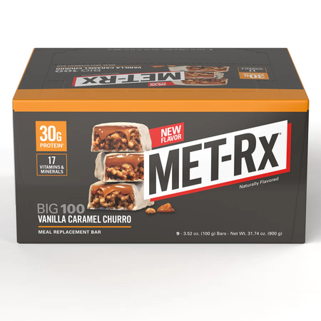 Met-Rx Big 100 Bar Vanilla Caramel Churro - 9 Bars