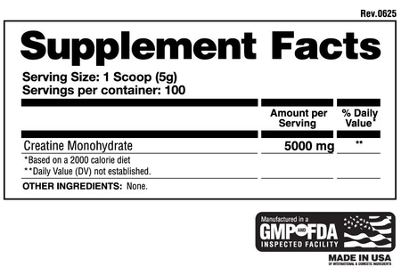 Apollon Nutrition Creatine Monohydrate (Micronized) - 500 Grams (100 Servings)