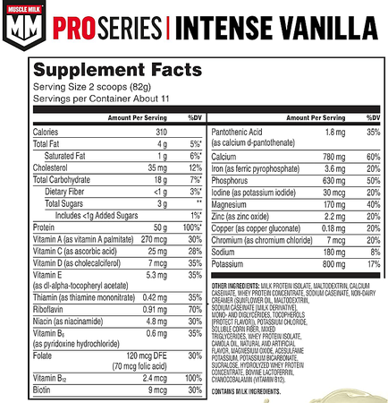 -Muscle Milk Pro Series Protein Powder 50g Protein  Vanilla  - 2 Lb