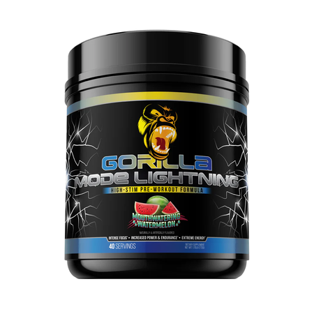 Gorilla Mind Gorilla Mode LIGHTNING High-Stim Pre-Workout Formula  Watermelon - 40 Servings