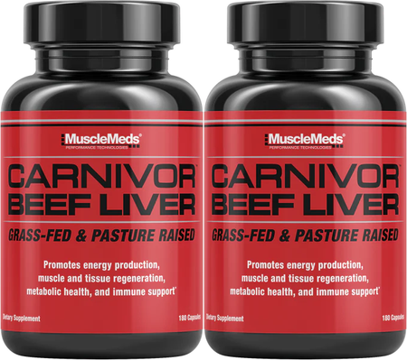 MuscleMeds Carnivor Beef Liver Grass-fed Beef Liver Capsule - 360 Capsules (2 x 180 Cap Bottles)  TWINPACK