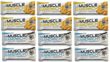 Muscle Sandwich Bars Variety Pack - 12 Bars (6 Each Flavor)