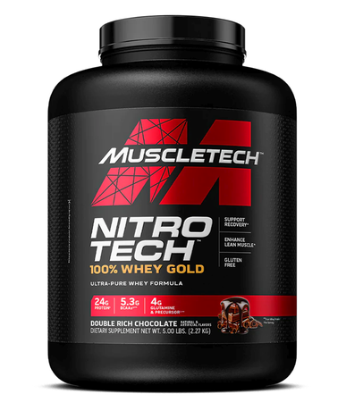 MuscleTech Nitro-Tech 100% Whey Gold  Double Rich Chocolate - 5 Lb
