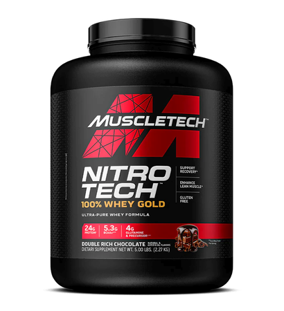 MuscleTech Nitro-Tech 100% Whey Gold  Double Rich Chocolate - 5 Lb