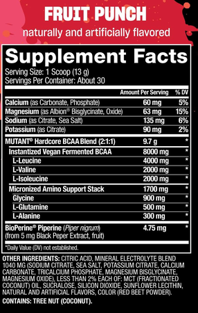 Mutant Hardcore BCAA  Mango - 60 Servings (2 x 30 Serving Btls)  TWINPACK